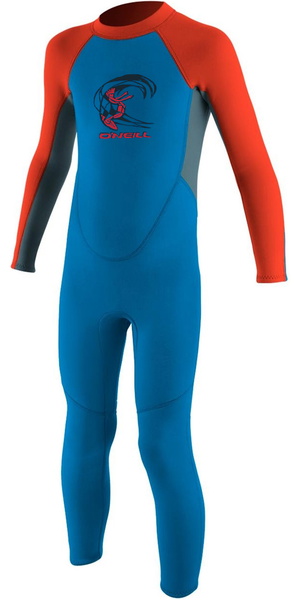 2026 O'Neill Toddler Reactor 2mm Back Zip Wetsuit 4868 - Blue / Neon Red